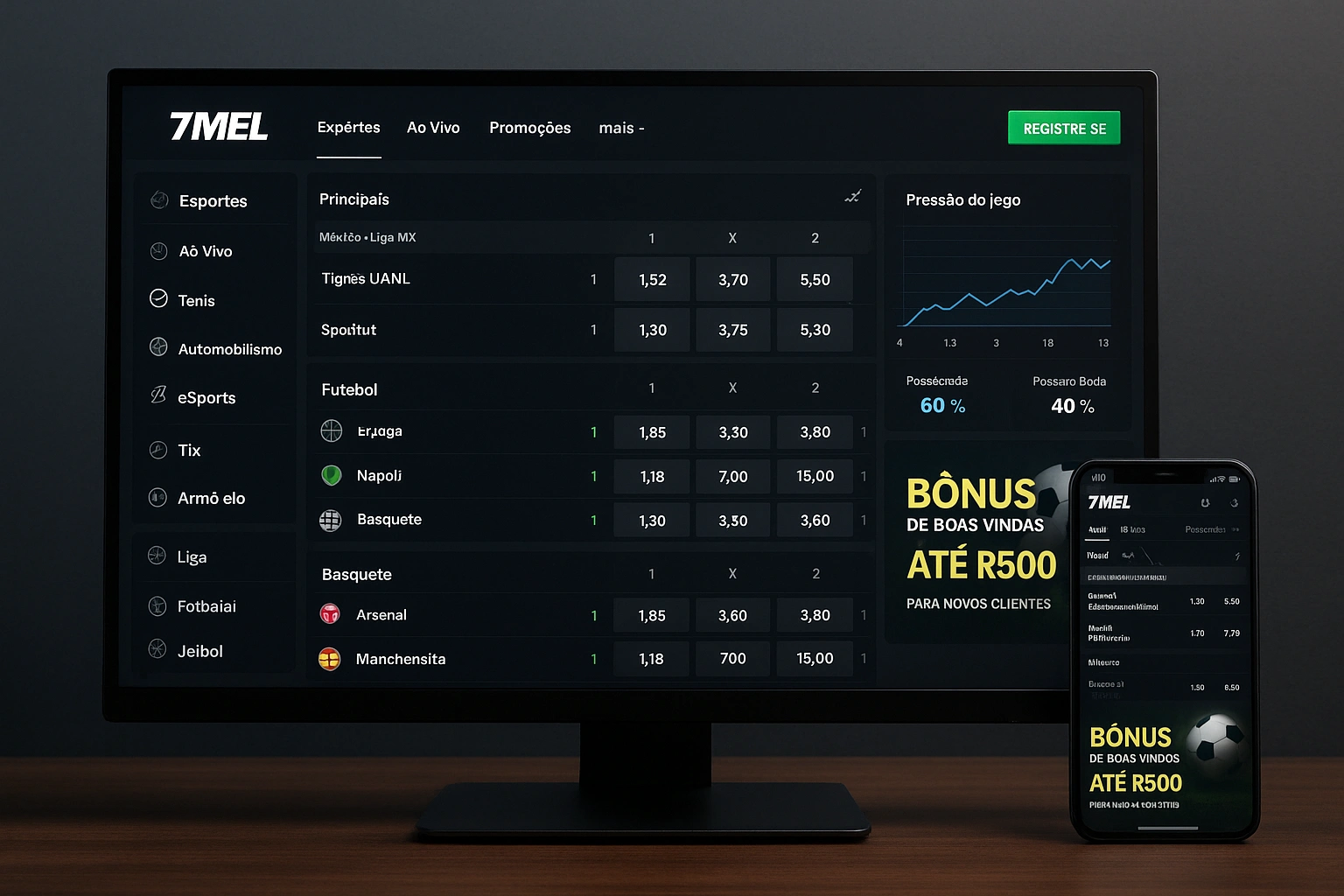 Aposte em apostas esportivas no cassino online 7YMEL